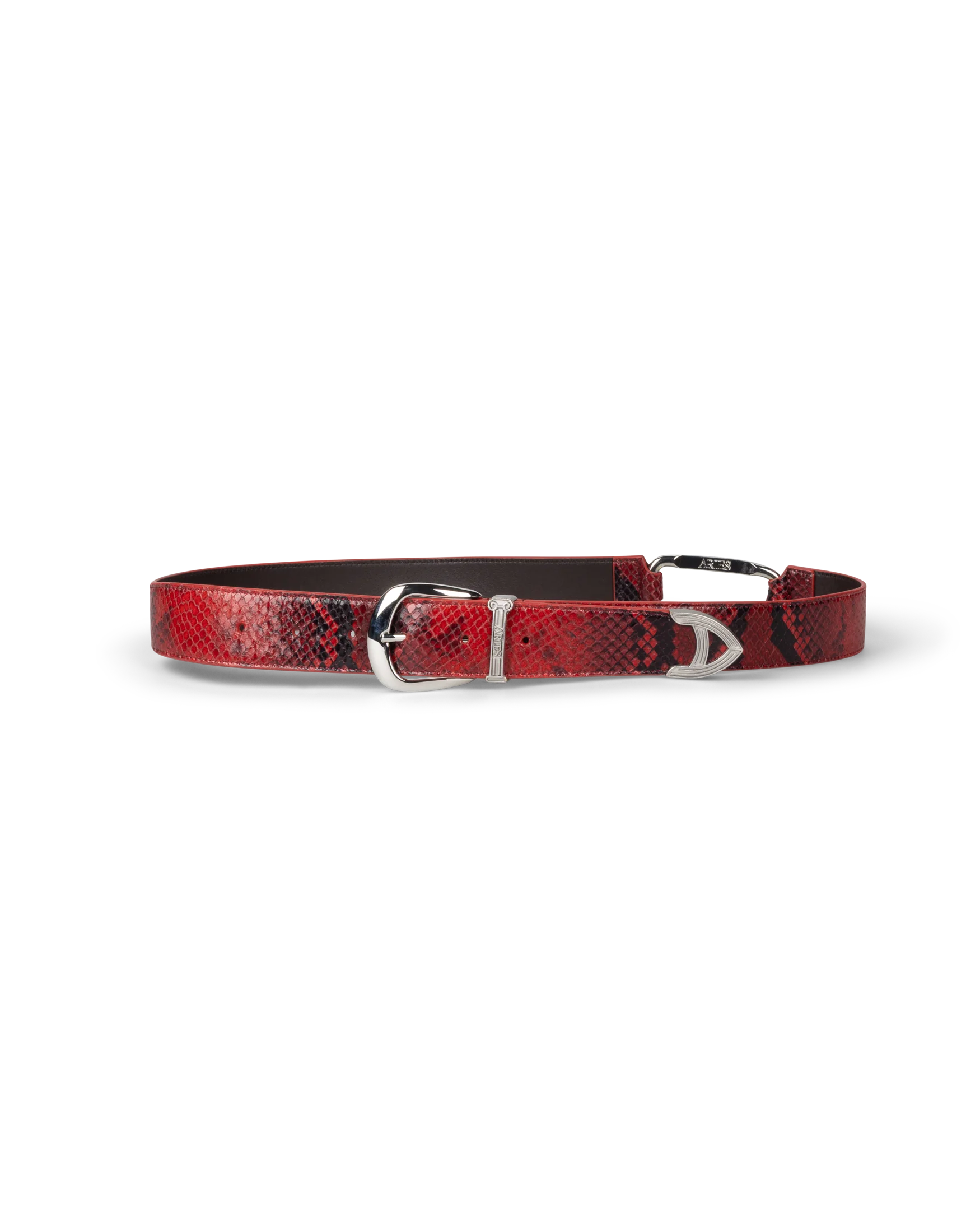 Snake Print Leather Mazzo Belt