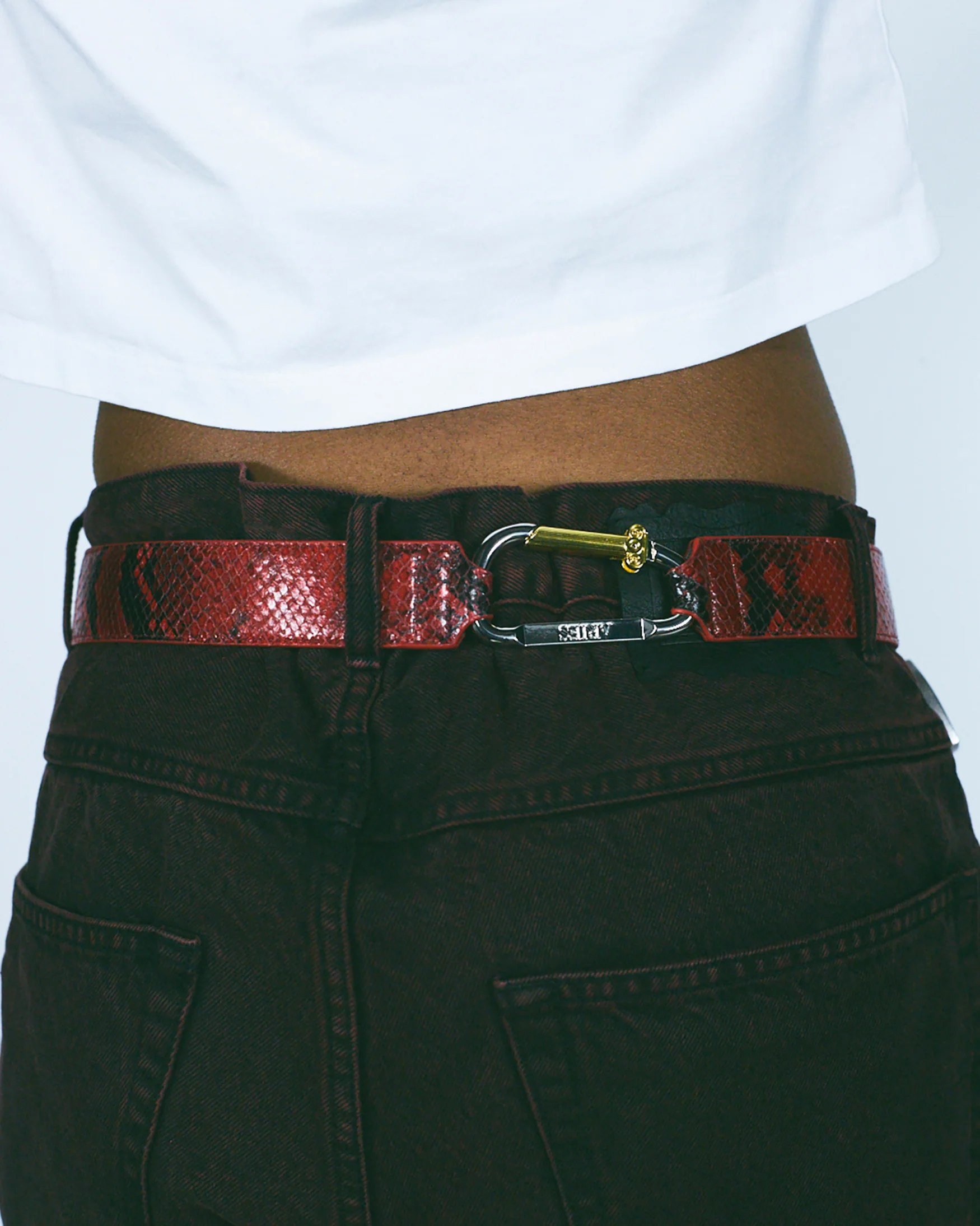 Snake Print Leather Mazzo Belt - Image 5