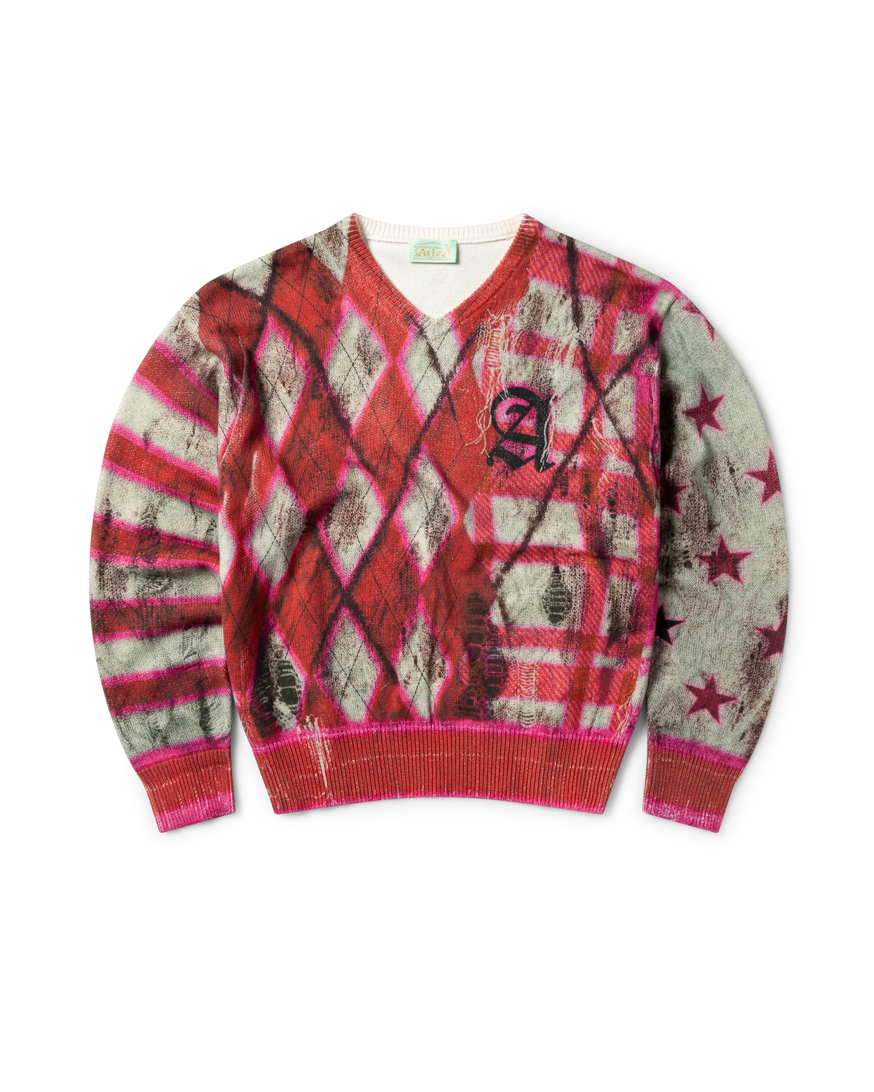 Digi Patchwork V Neck Knit